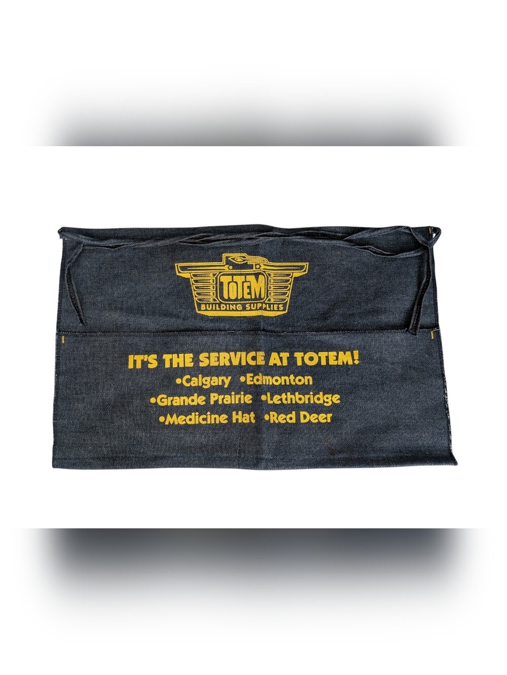 Vintage Totem Building Supplies - Denim With Yellow Print Nail Carpenter Apron!